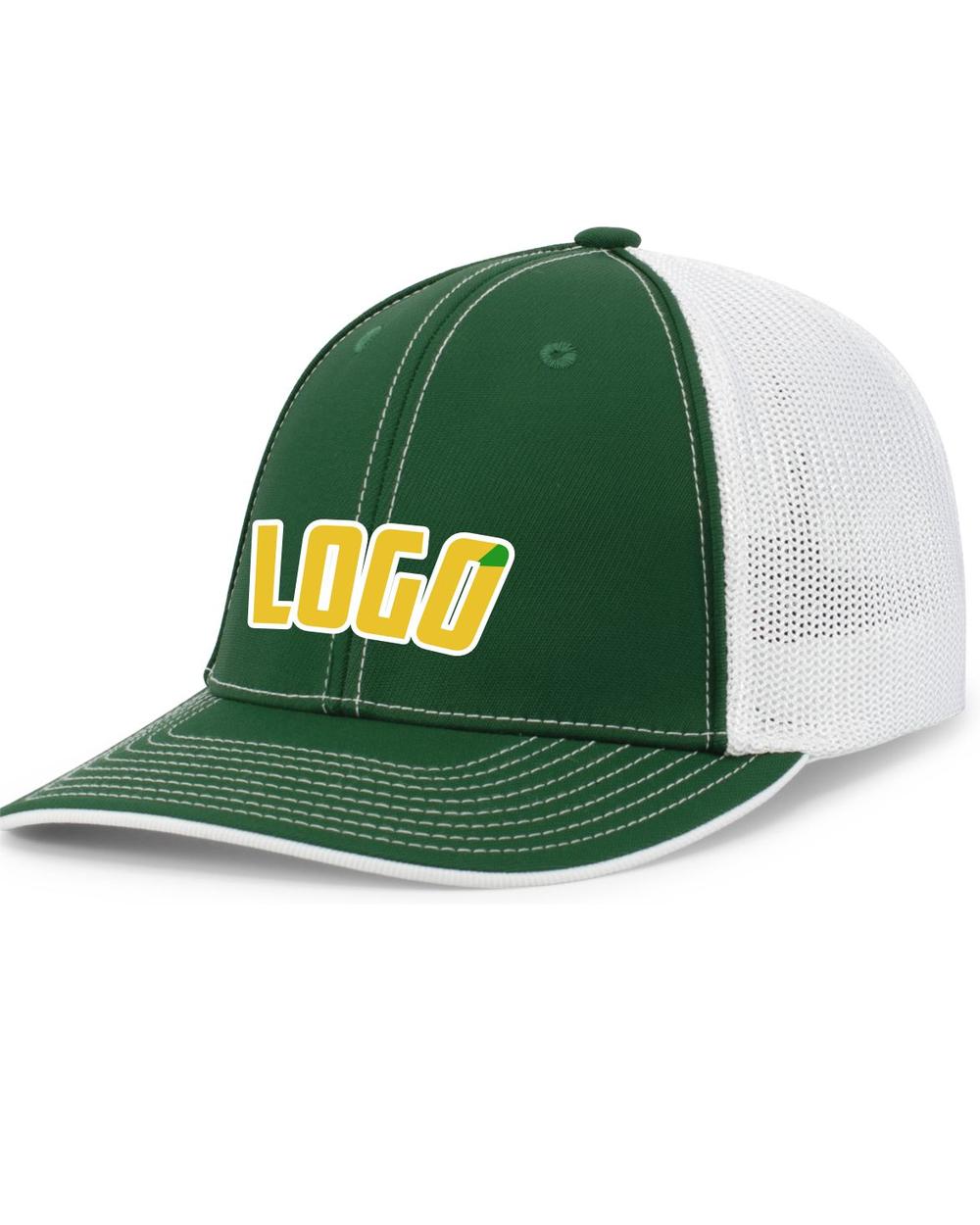Pacific Trucker FlexFit MeshBack Custom Cap, color: Dark Green/White