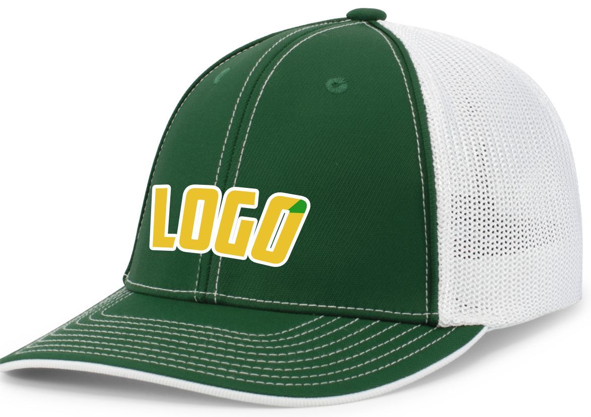 404MWL Unisex Trucker FlexFit MeshBack Custom Cap, color: Dark Green/White