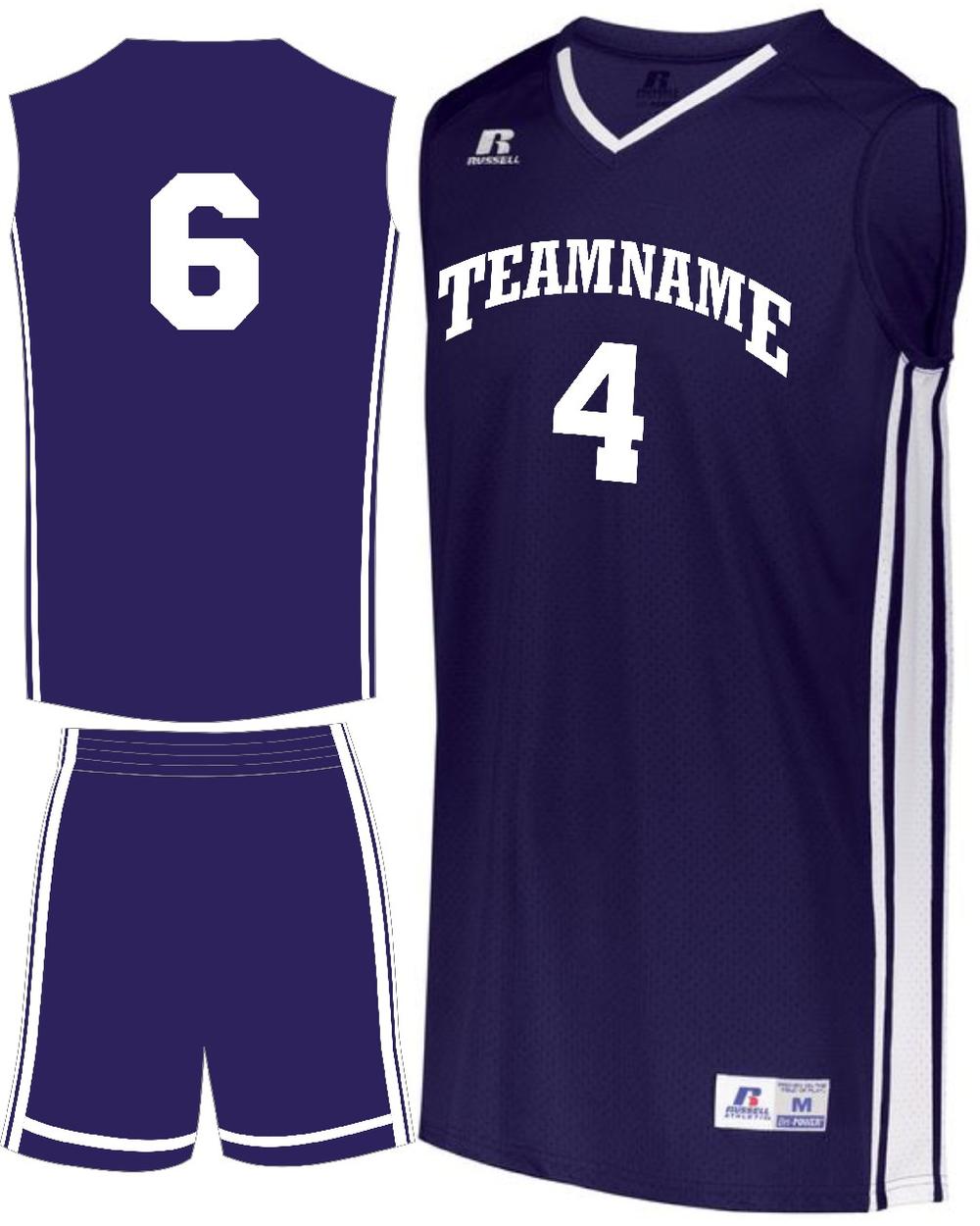Russell Youth Legacy Custom Basketball Uniform, color: Purple/White