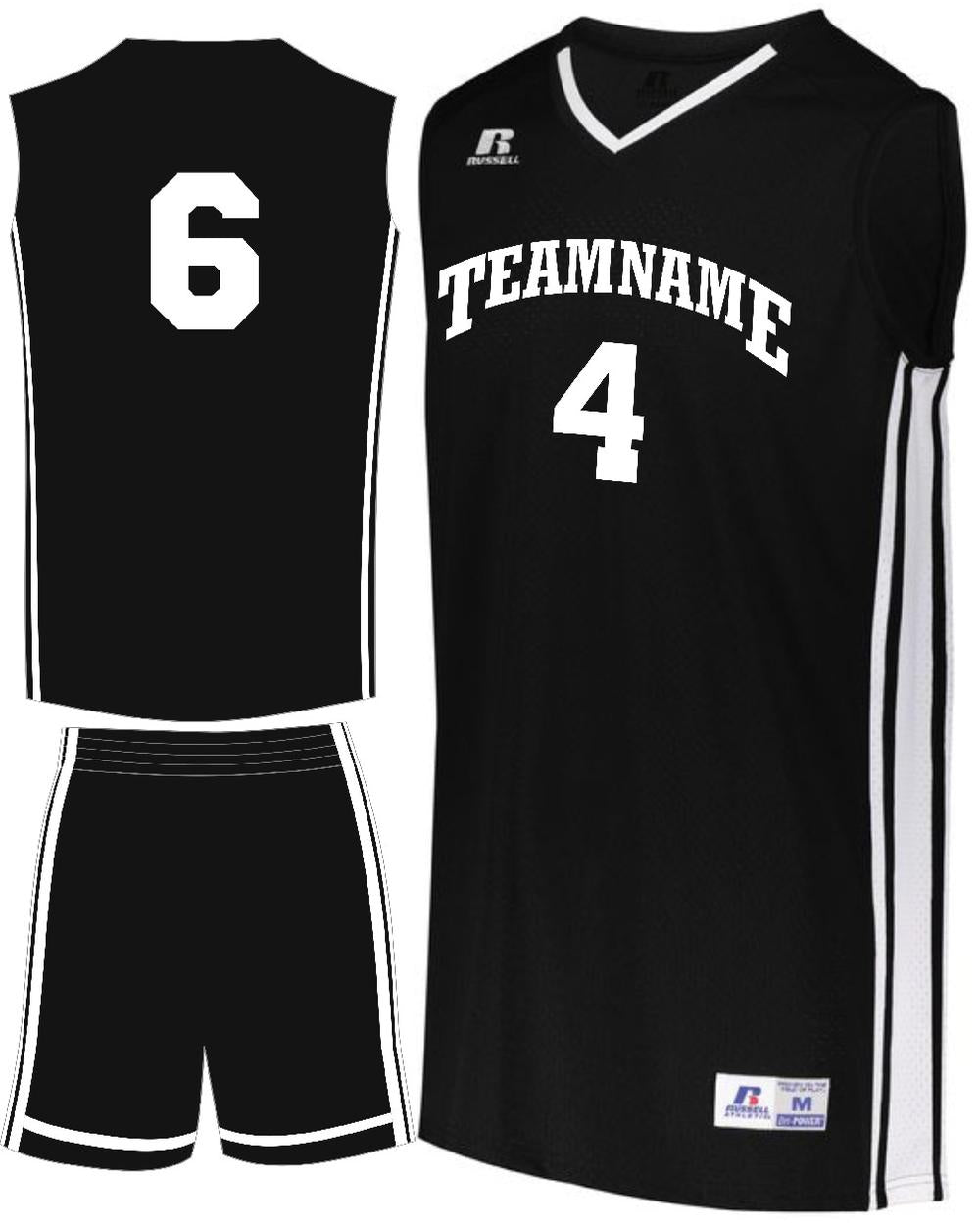 Russell Youth Legacy Custom Basketball Uniform, color: Black/White