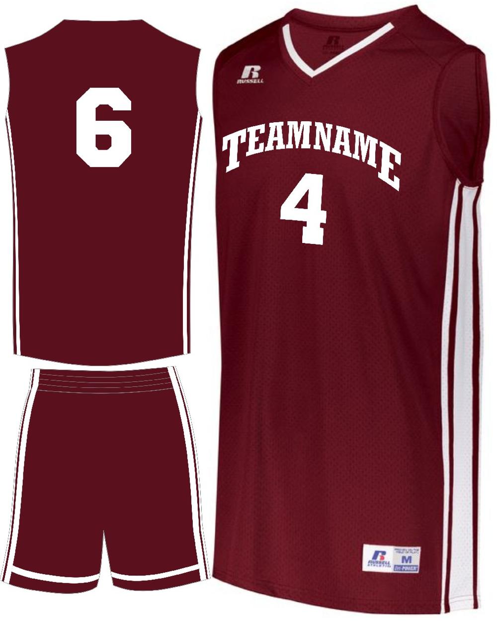 Russell Youth Legacy Custom Basketball Uniform, color: Cardinal/White