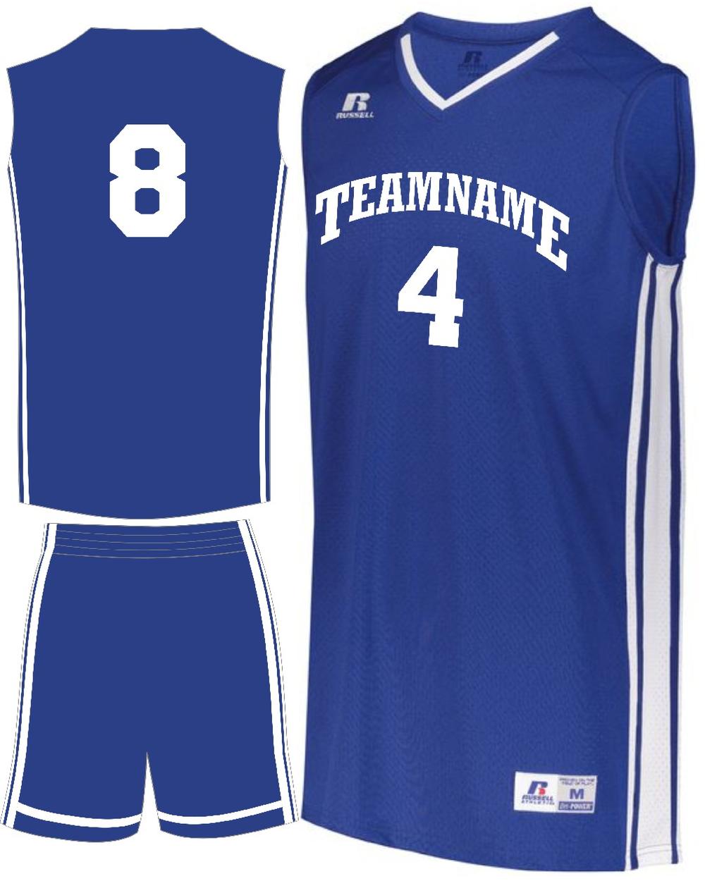 Russell Men's Legacy Custom Basketball Uniform, color: Royal/White