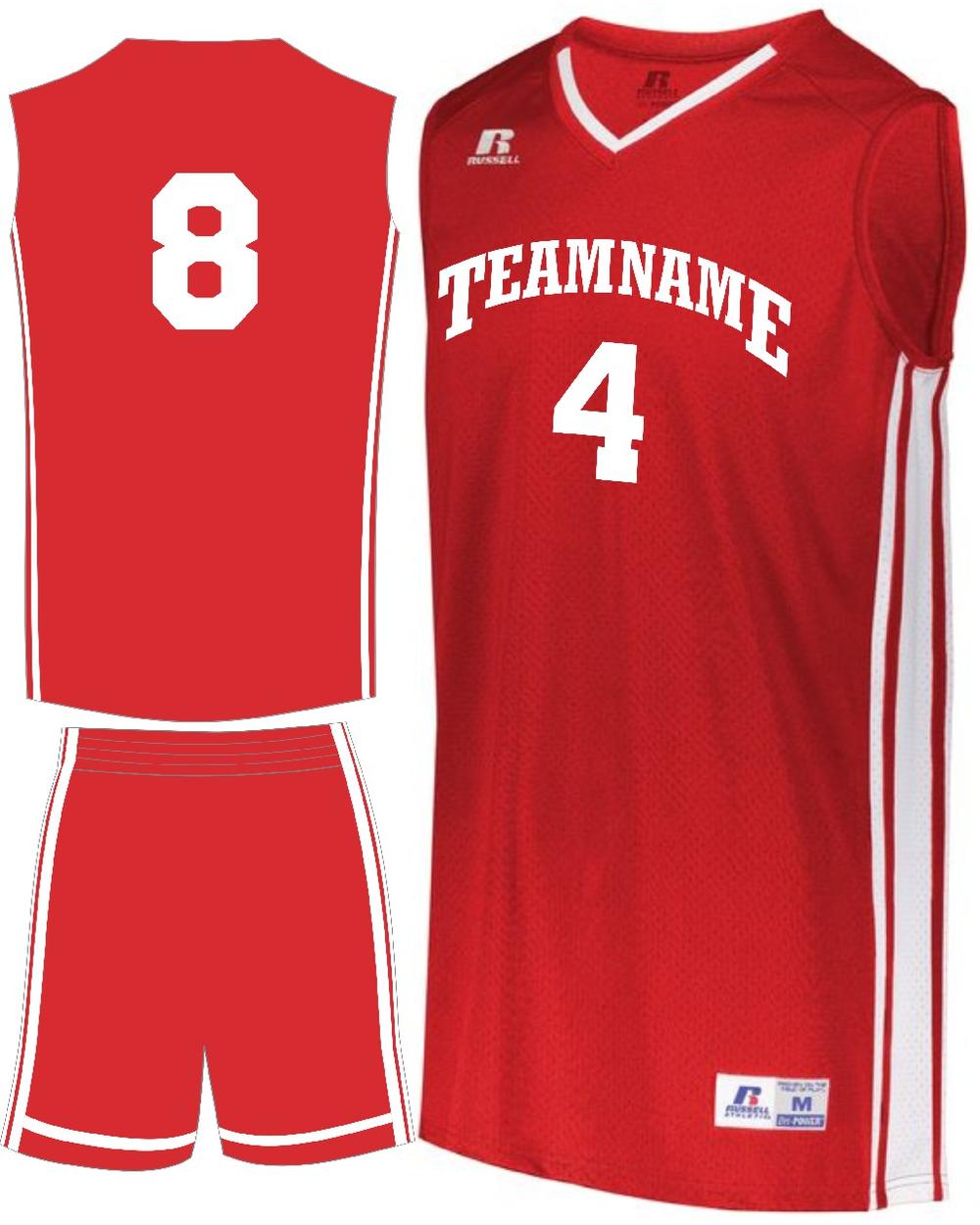 Russell Men's Legacy Custom Basketball Uniform, color: True Red/White