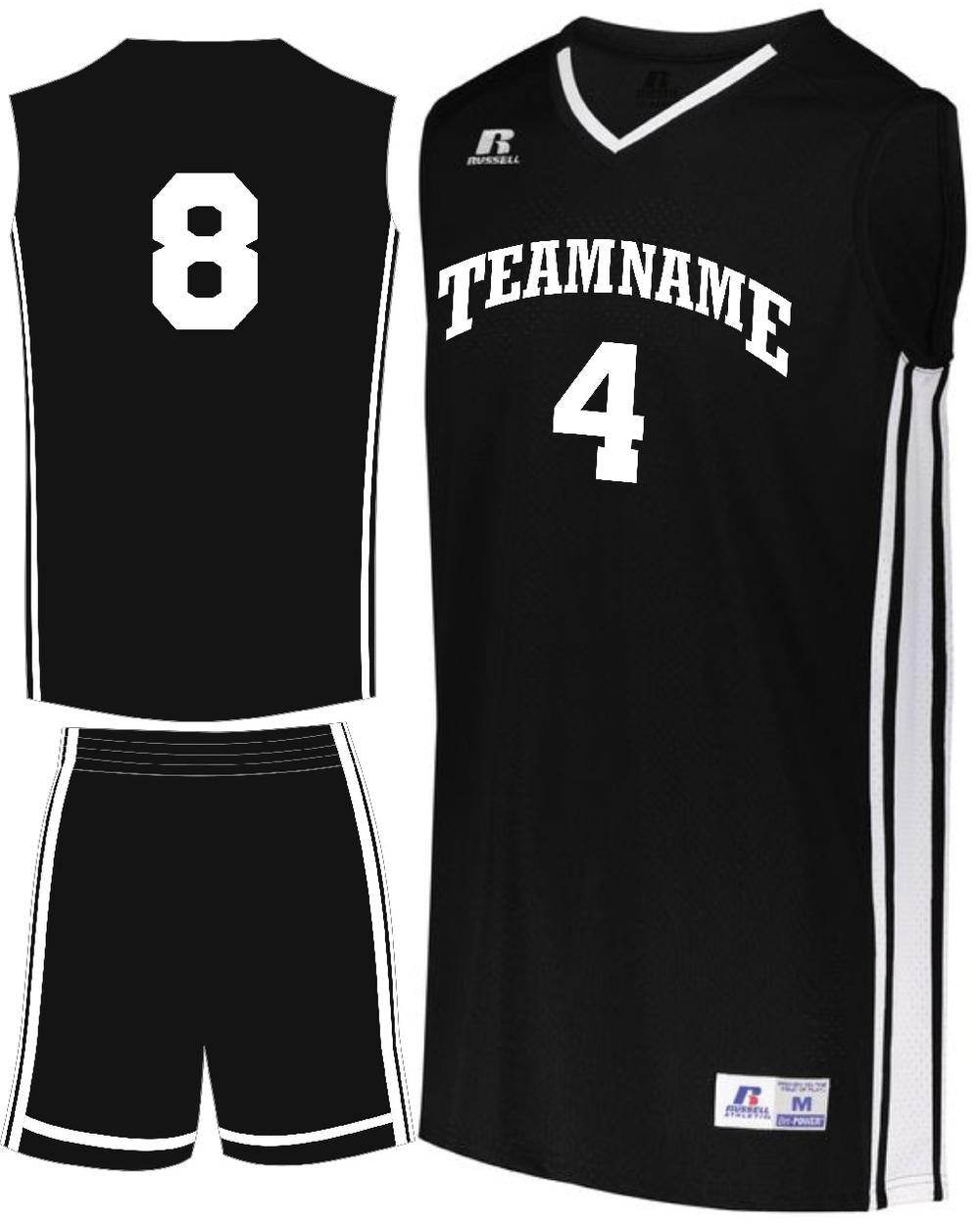 Russell Men's Legacy Custom Basketball Uniform, color: Black/White