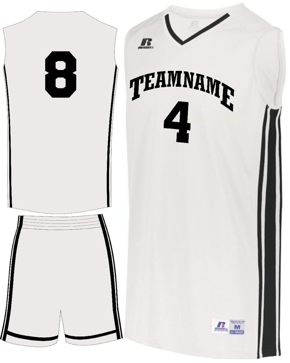 Russell Women's Legacy Custom Basketball Uniform, color: White/Black