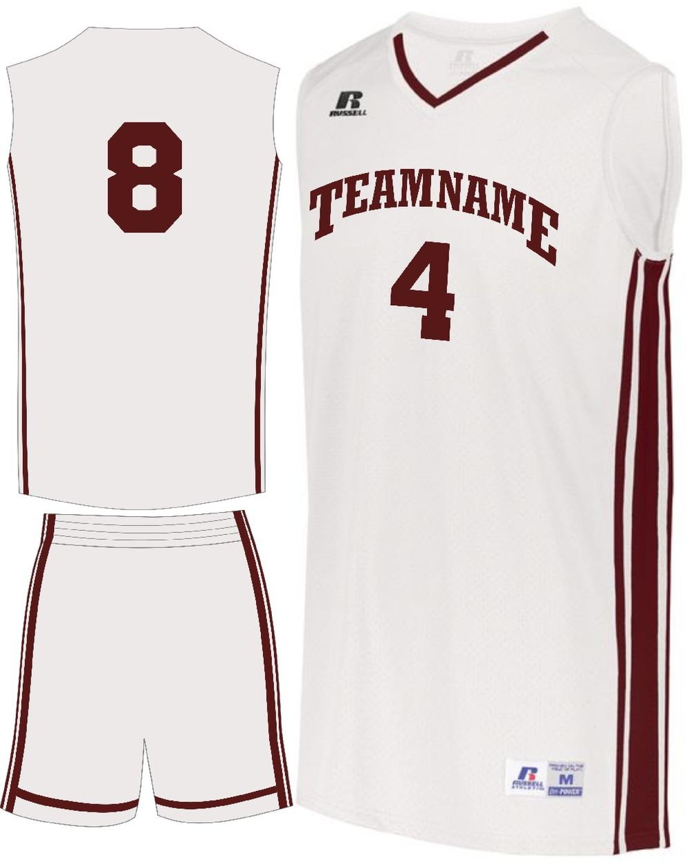 Russell Women's Legacy Custom Basketball Uniform, color: White/Cardinal
