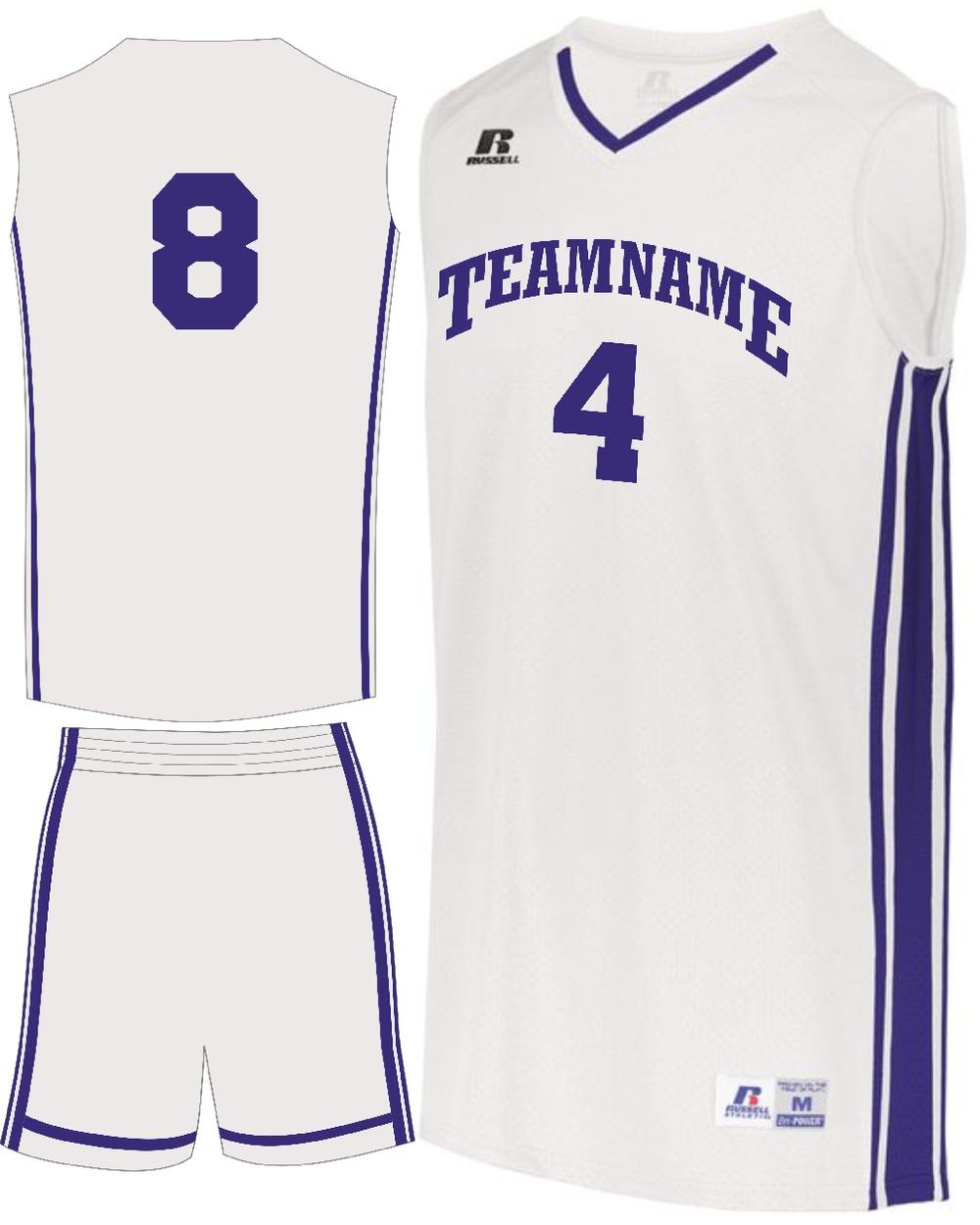 Russell Women's Legacy Custom Basketball Uniform, color: White/Purple