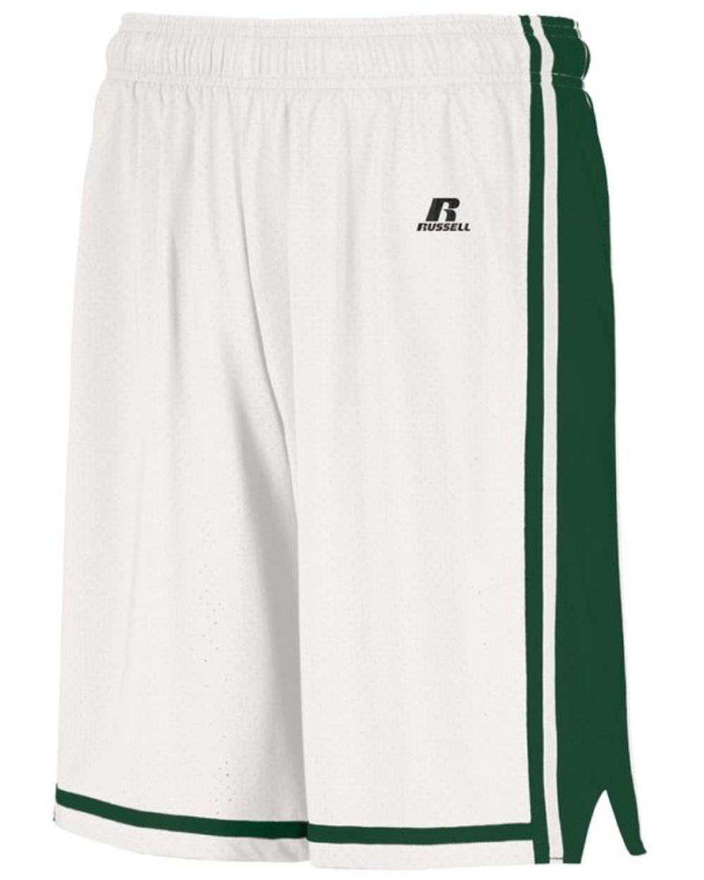 Russell Men's Legacy Basketball Short, color: White/Dark Green