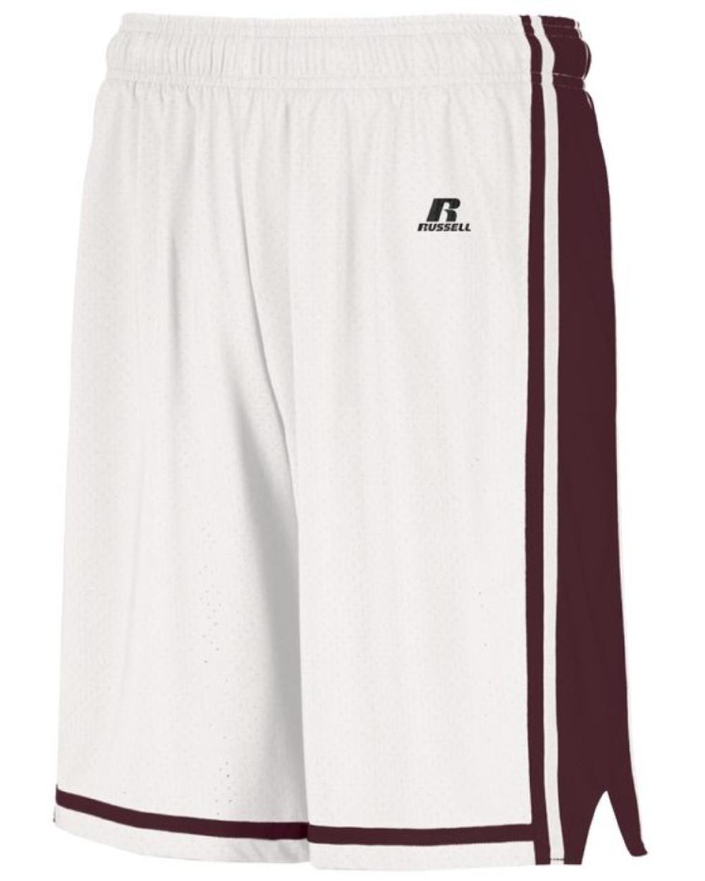 Russell Men's Legacy Basketball Short, color: White/Maroon