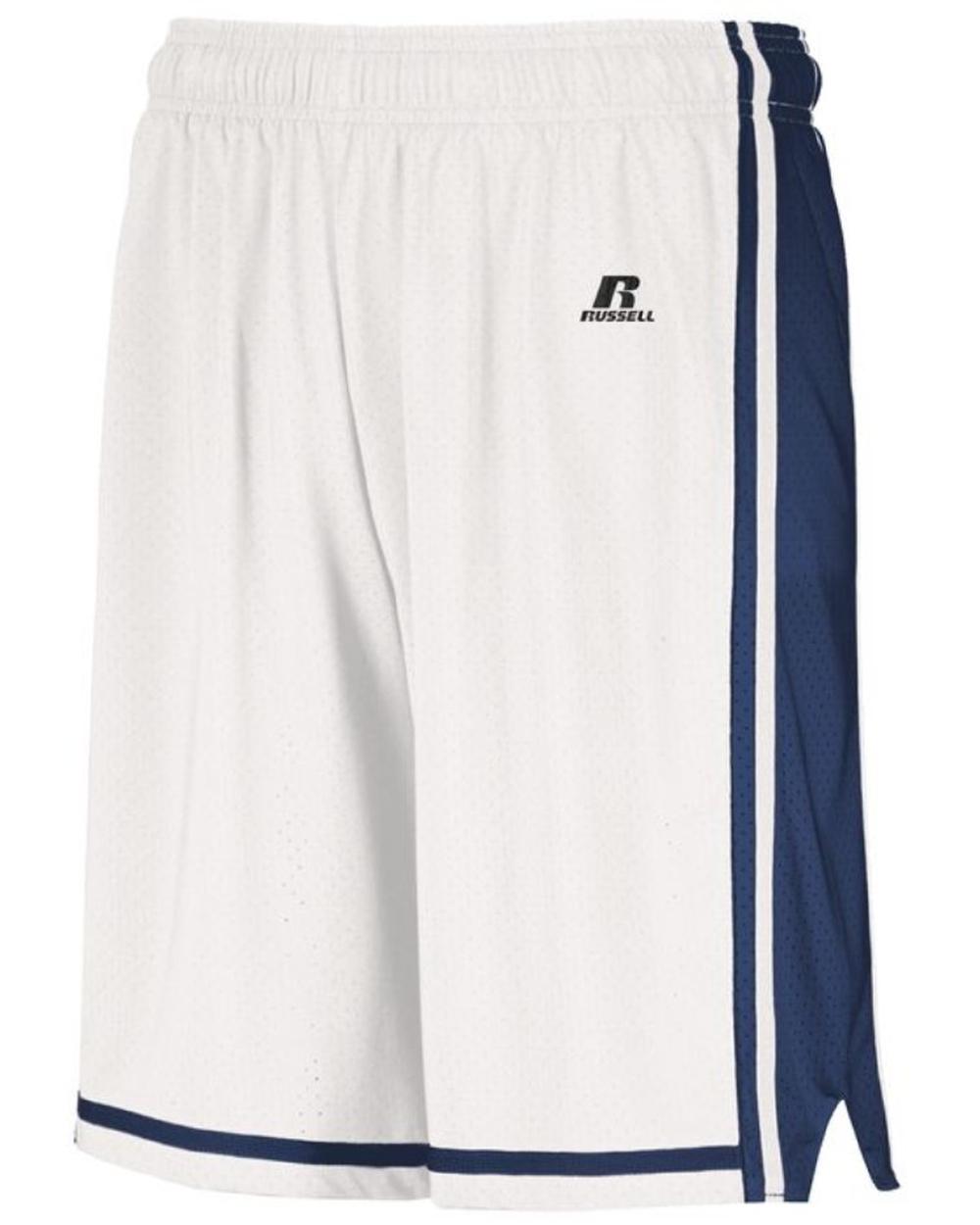 Russell Men's Legacy Basketball Short, color: White/Navy