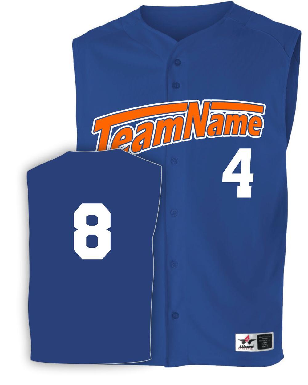 Alleson Men's Mesh Sleeveless Full-Button Custom Baseball Jersey, color: Royal