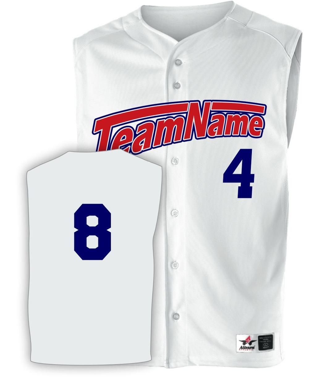 Alleson Men's Mesh Sleeveless Full-Button Custom Baseball Jersey, color: White