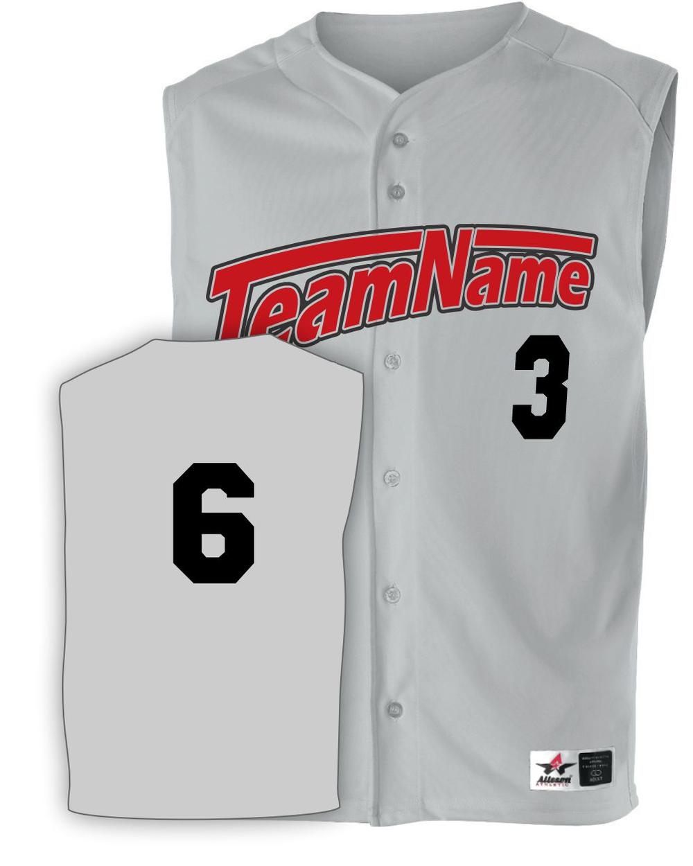 Alleson Youth Mesh Sleeveless Full-Button Custom Baseball Jersey, color: Grey