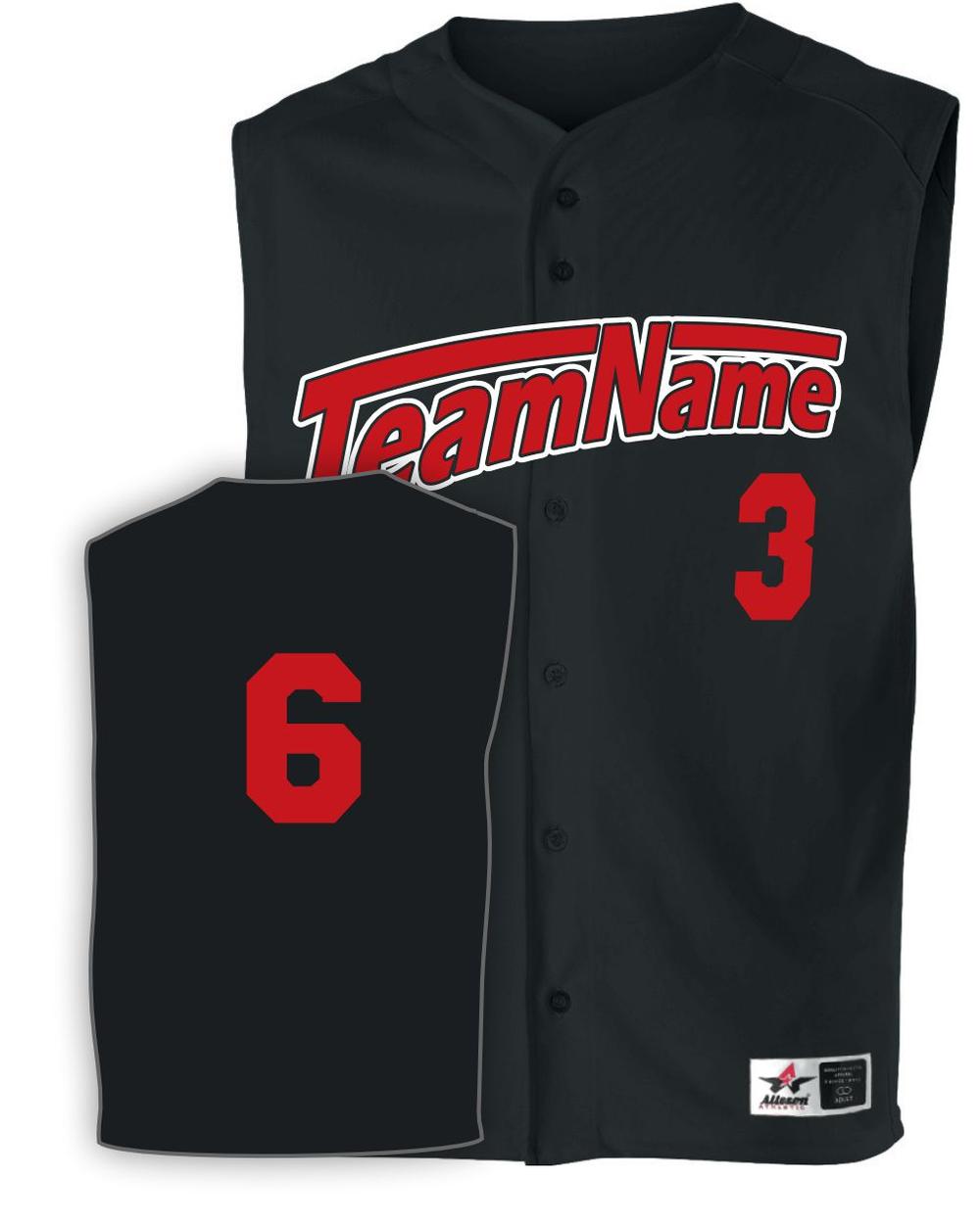 Alleson Youth Mesh Sleeveless Full-Button Custom Baseball Jersey, color: Black