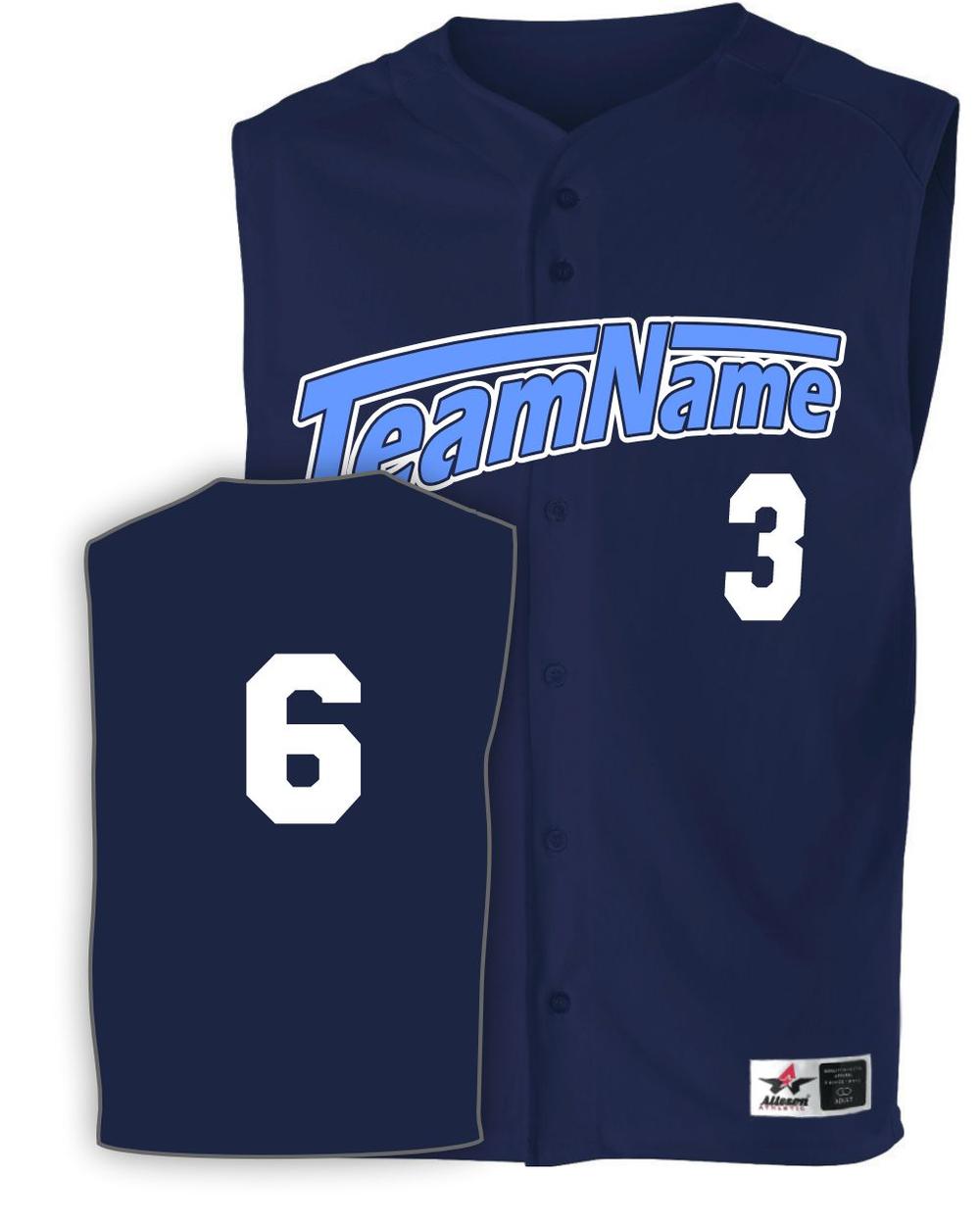 Alleson Youth Mesh Sleeveless Full-Button Custom Baseball Jersey, color: Navy