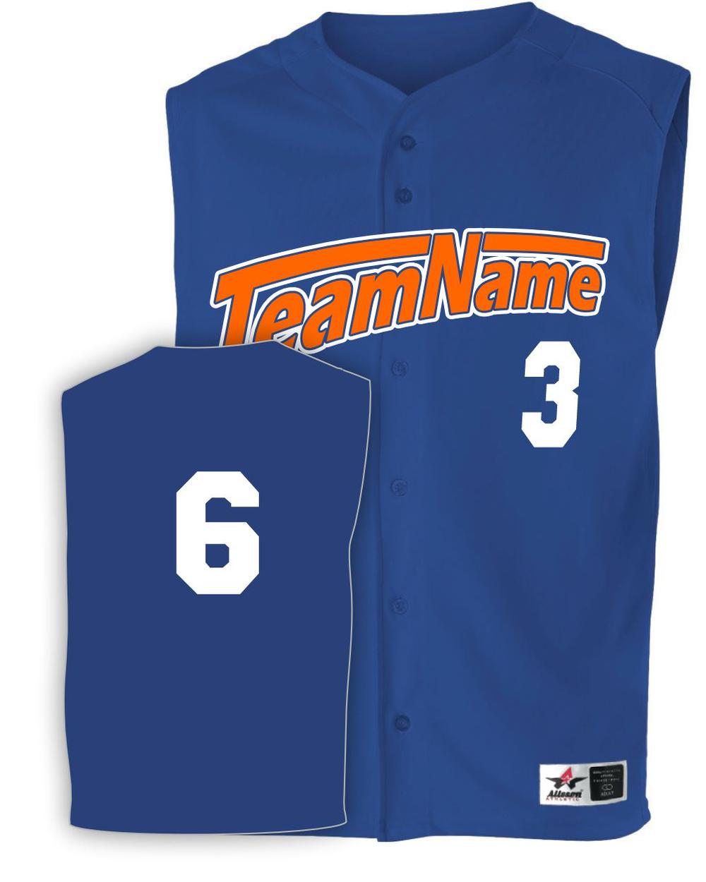 Alleson Youth Mesh Sleeveless Full-Button Custom Baseball Jersey, color: Royal