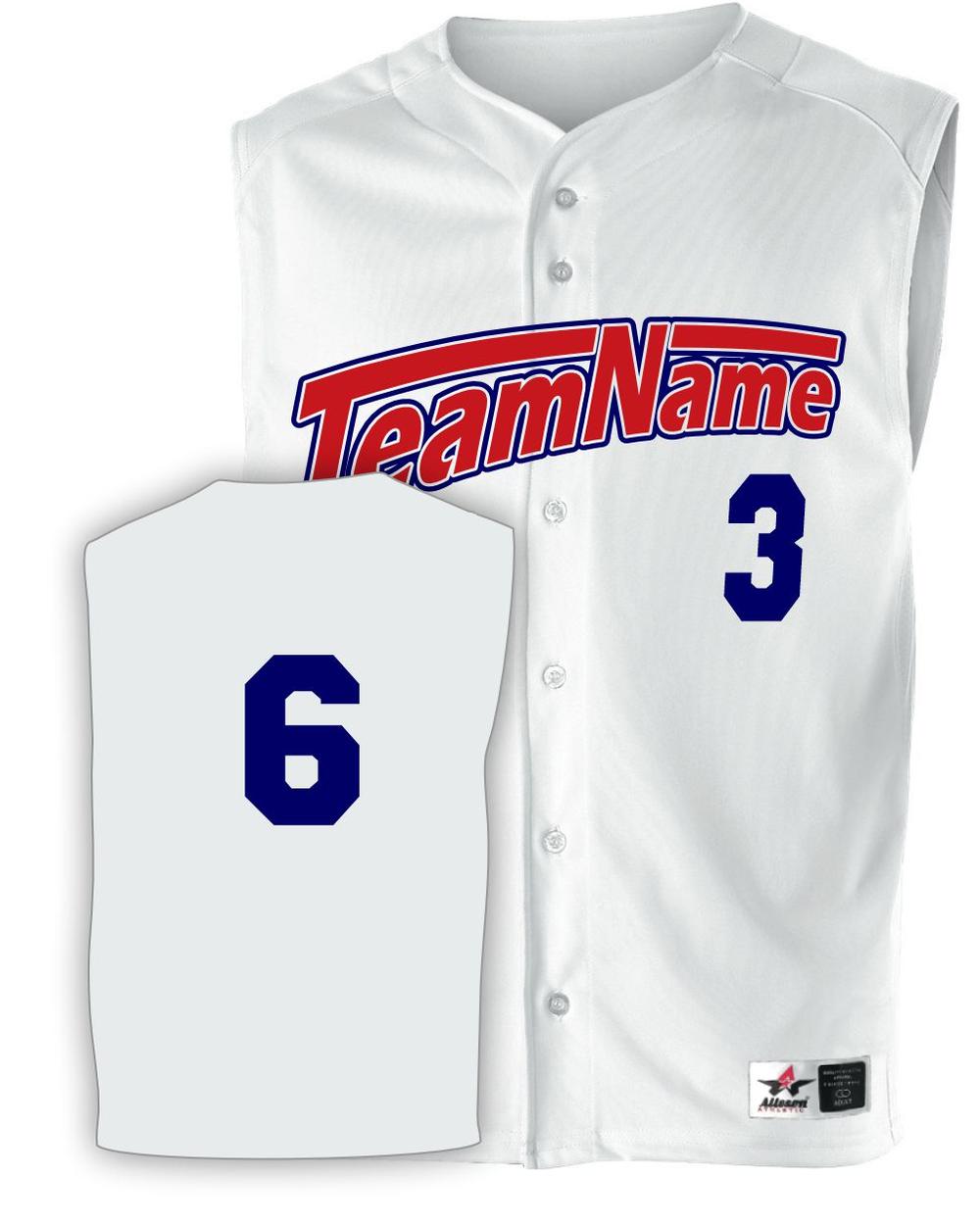 Alleson Youth Mesh Sleeveless Full-Button Custom Baseball Jersey, color: White