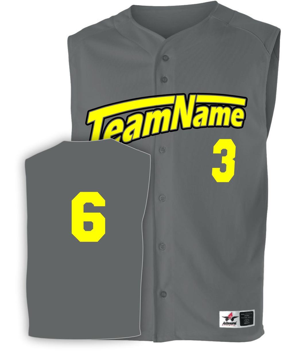 Alleson Youth Mesh Sleeveless Full-Button Custom Baseball Jersey, color: Charcoal