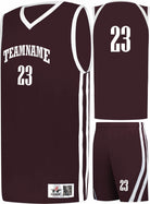 Alleson Sigle-Ply Custom Basketball Uniform, color: Maroon/White