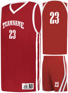 Alleson Sigle-Ply Custom Basketball Uniform, color: Red/White
