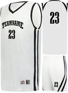 Alleson Sigle-Ply Custom Basketball Uniform, color: White/Black