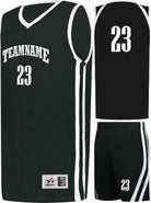 Alleson Sigle-Ply Custom Basketball Uniform, color: Black/White