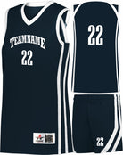 Alleson Sigle-Ply Custom Basketball Uniform, color: Navy/White