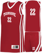 Alleson Sigle-Ply Custom Basketball Uniform, color: Red/White