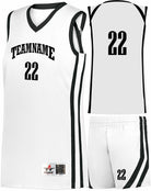 Alleson Sigle-Ply Custom Basketball Uniform, color: White/Black