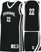 Alleson Sigle-Ply Custom Basketball Uniform, color: Black/White