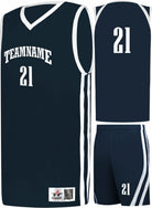 Alleson Sigle-Ply Custom Basketball Uniform, color: Navy/White