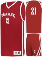 Alleson Sigle-Ply Custom Basketball Uniform, color: Red/White