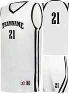 Alleson Sigle-Ply Custom Basketball Uniform, color: White/Black