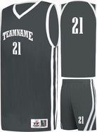 Alleson Sigle-Ply Custom Basketball Uniform, color: Graphite/White