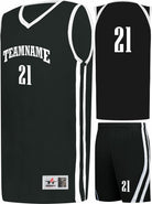 Alleson Sigle-Ply Custom Basketball Uniform, color: Black/White