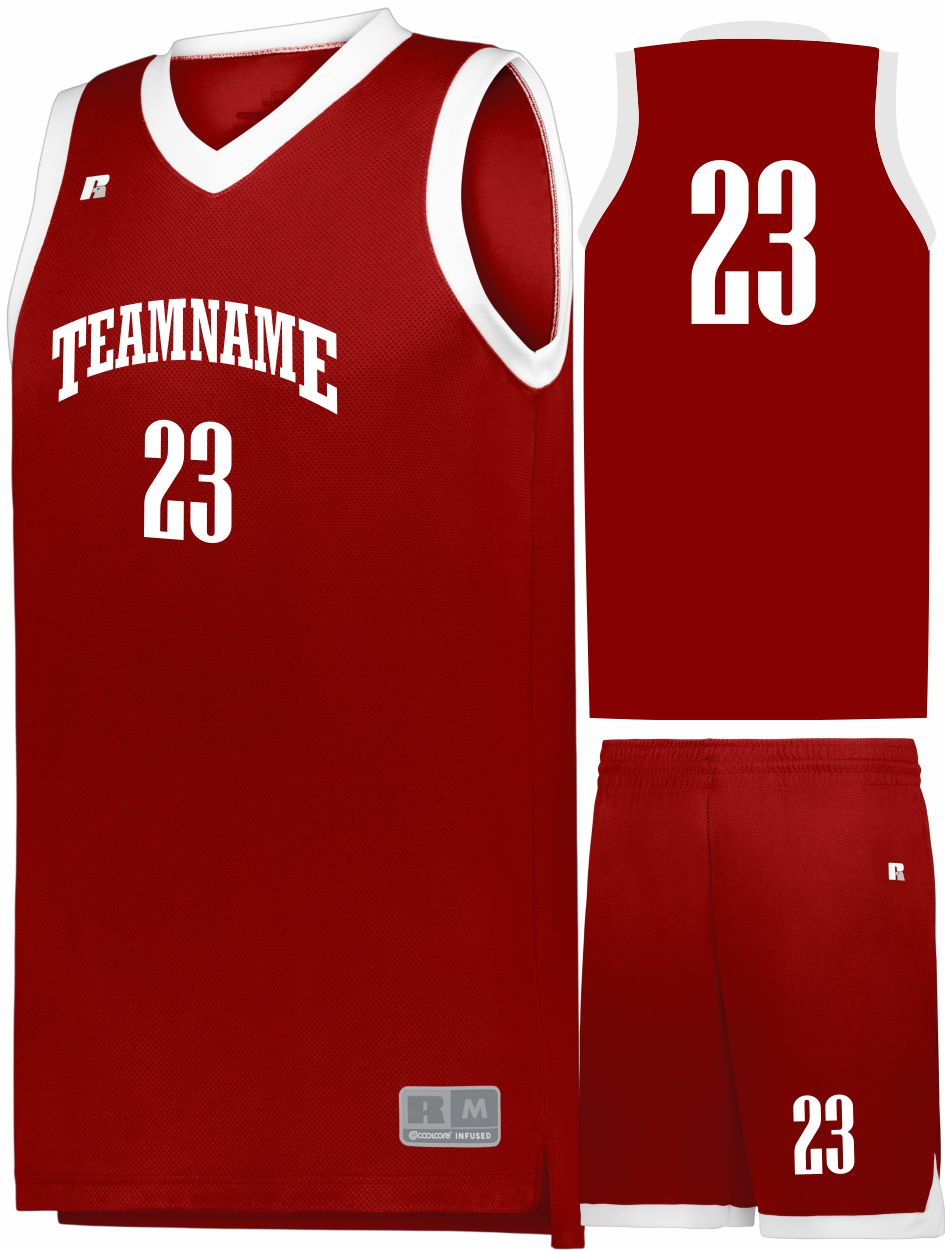 Russell Elite Powered By Coolcore Custom Basketball Uniform, color: True Red/White