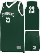 Russell Elite Powered By Coolcore Custom Basketball Uniform, color: Dark Green/White