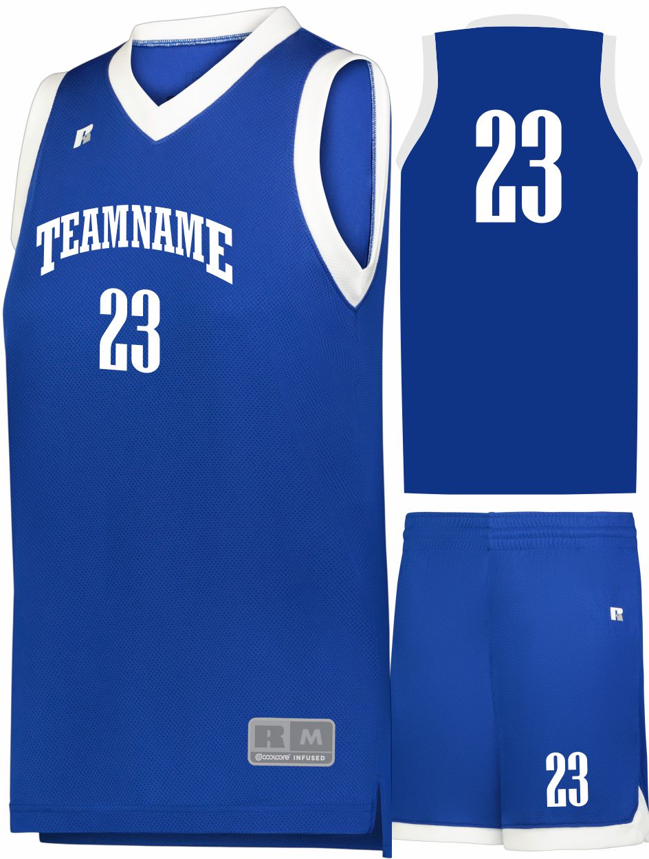 Russell Elite Powered By Coolcore Custom Basketball Uniform, color: Royal/White