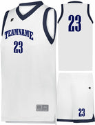 Russell Elite Powered By Coolcore Custom Basketball Uniform, color: White/Navy