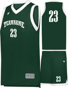 Russell Elite Powered By Coolcore Custom Basketball Uniform, color: Dark Green/White