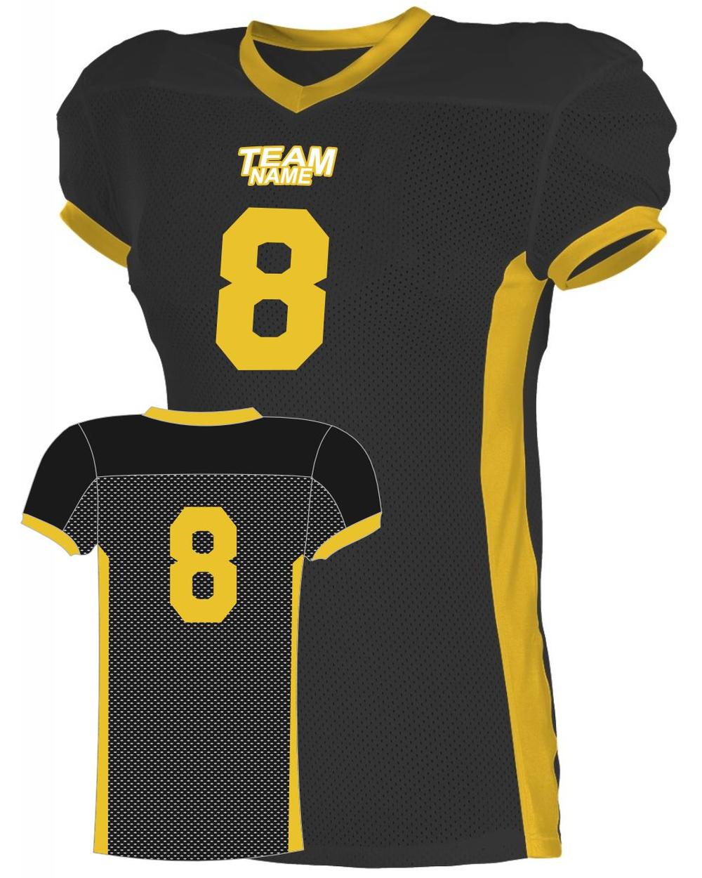 Alleson Men's Elusive Custom Football Jersey, color: Black/Gold