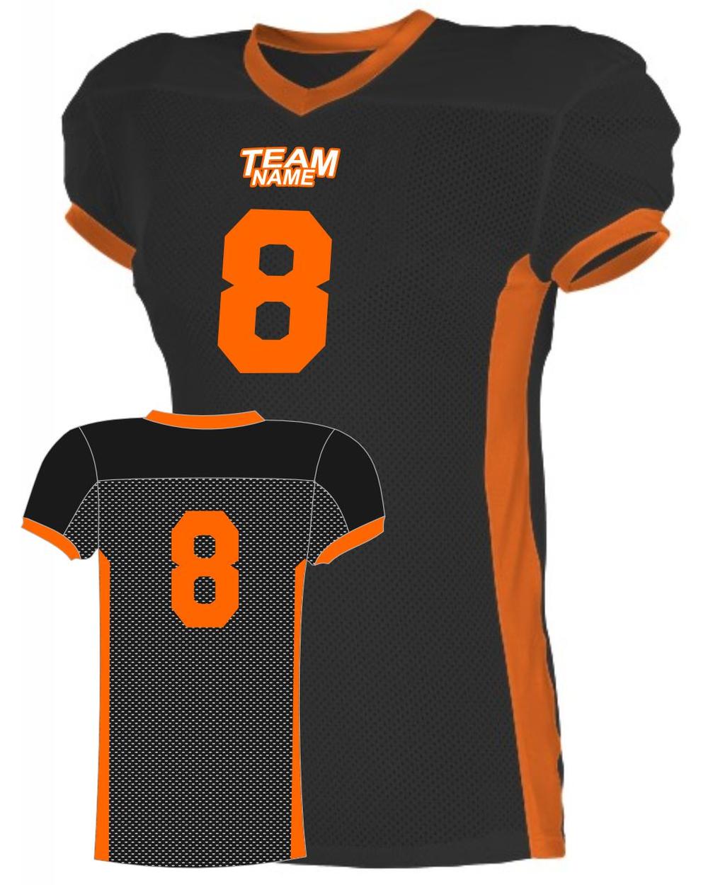 Alleson Men's Elusive Custom Football Jersey, color: Black/Burnt Orange
