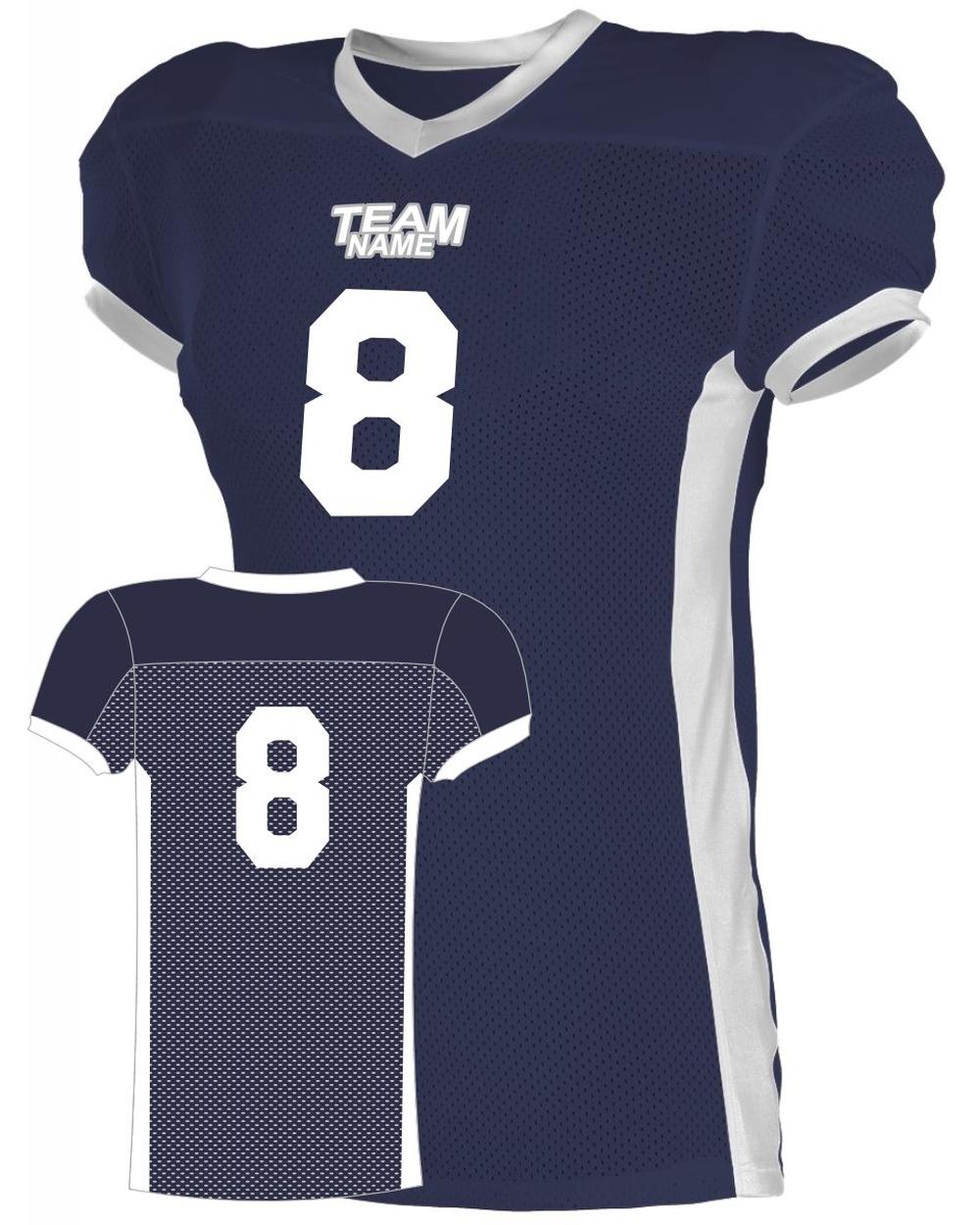 Alleson Elusive Custom Football Jersey, color: Navy/White