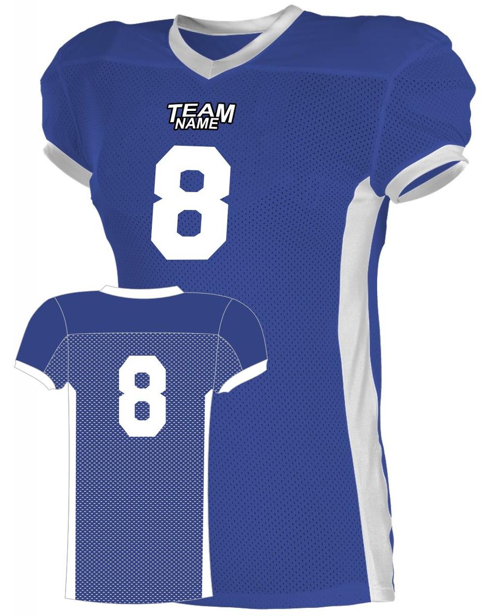 Alleson Elusive Custom Football Jersey, color: Royal/White