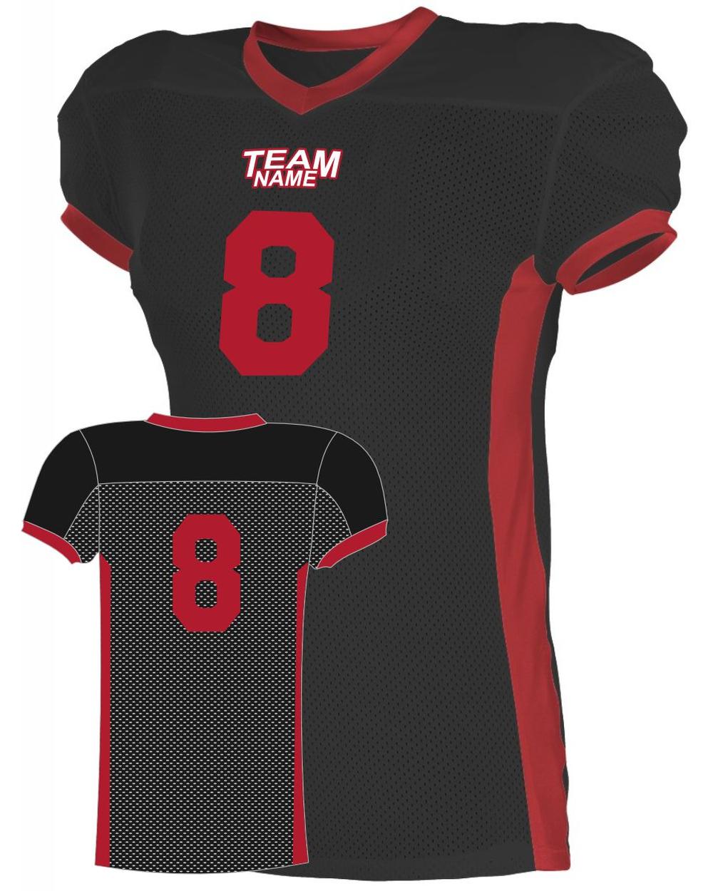 Alleson Elusive Custom Football Jersey, color: Black/Red