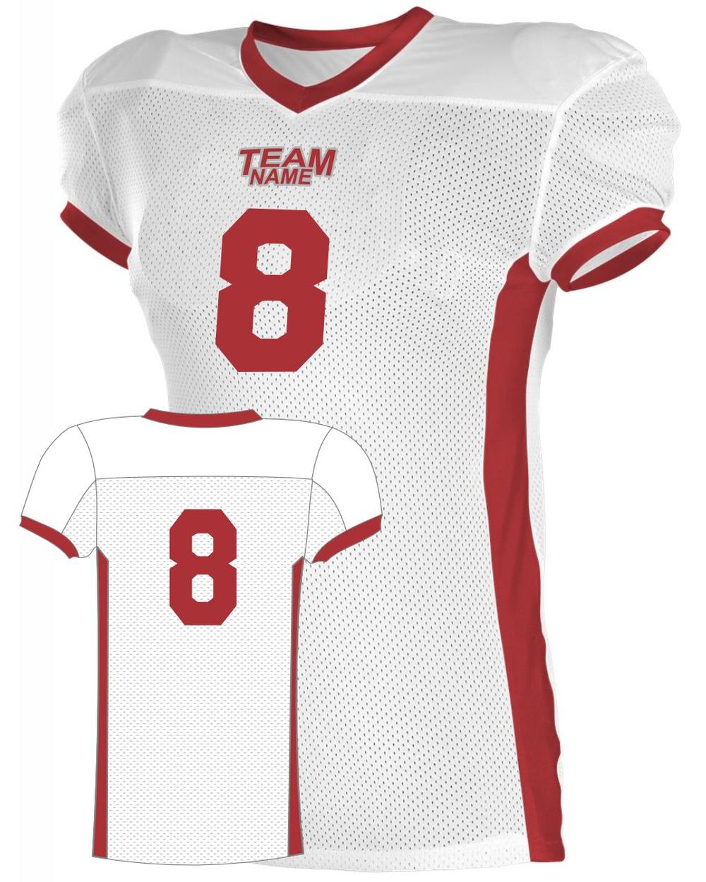 Alleson Elusive Custom Football Jersey, color: White/Red