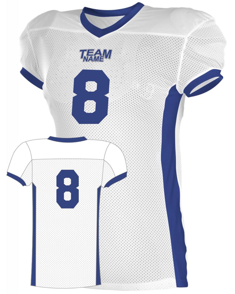 Alleson Elusive Custom Football Jersey, color: White/Royal