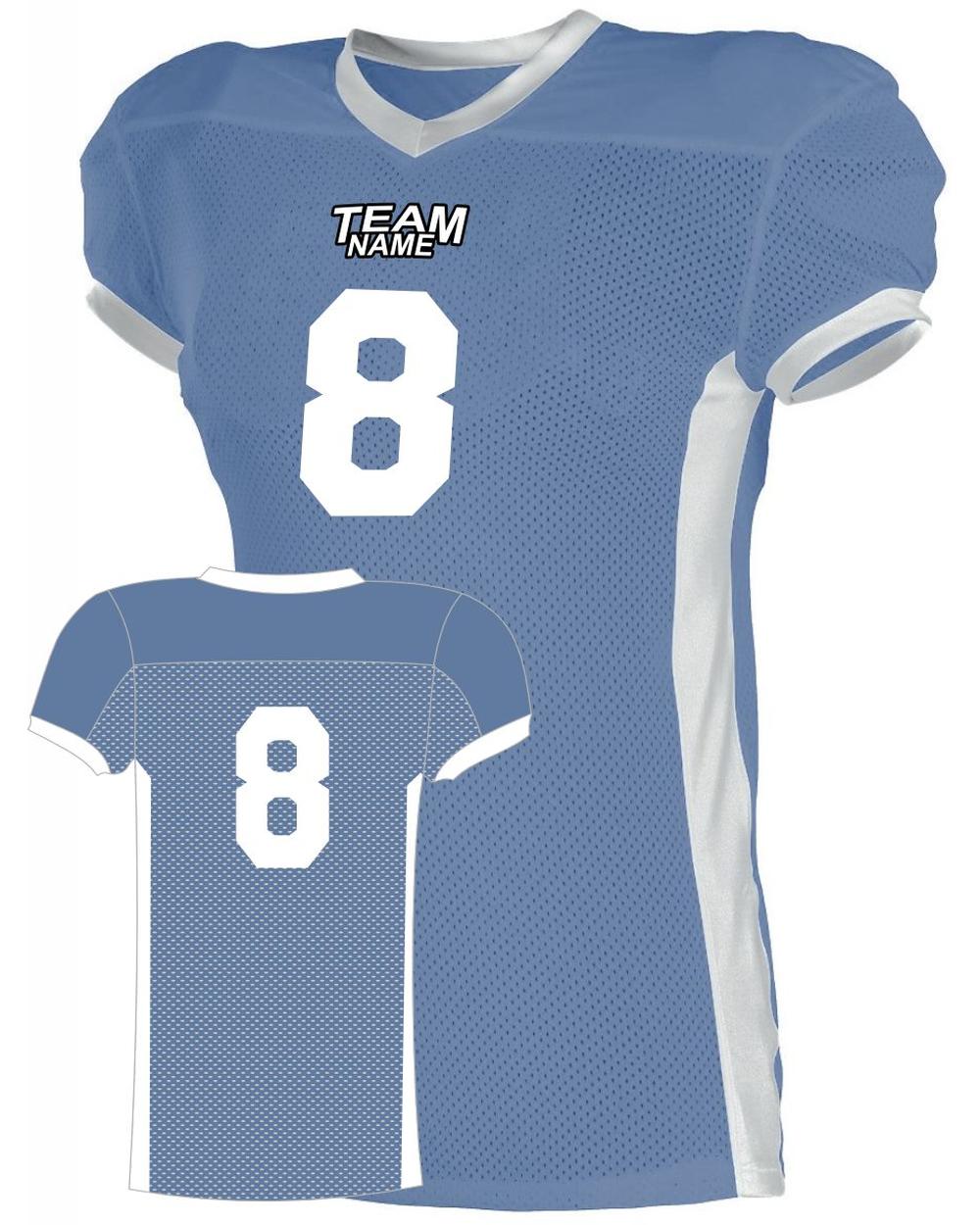 Alleson Elusive Custom Football Jersey, color: Sky Blue/White