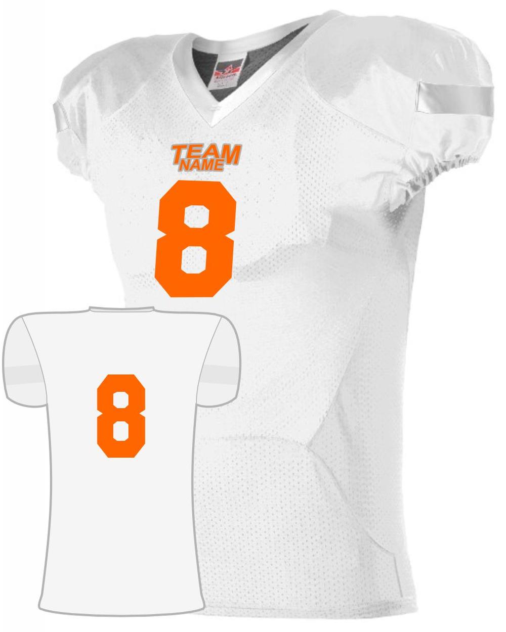 Alleson Pro Flex Cut Belt Length Custom Football Jersey, color: White