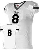 Alleson Pro Flex Cut Belt Length Custom Football Jersey, color: White/Black